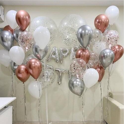 Rose Gold Silver Chrome Metallic Balloons Birthday Party Decor Confetti Latex Balloon Wedding Decorations Baby Shower Air Globos