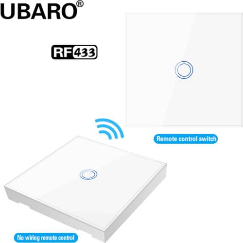UBARO EU/UK Wireless Control Touch Switch Black Crystal Glass Panel Wall Light Lamp Interruptor RF 433 Control Switches 100-240V
