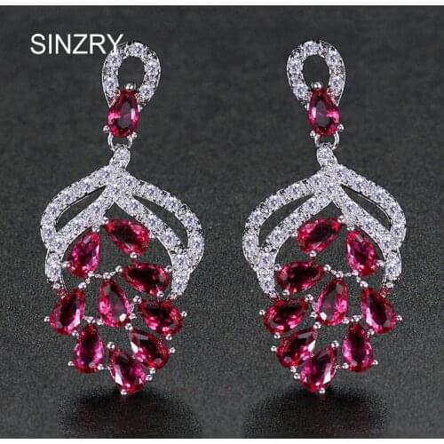 SINZRY Top quality AAA cubic zirconia flower chandelier earrings women brilliant wholesale bridal jewelry accessory