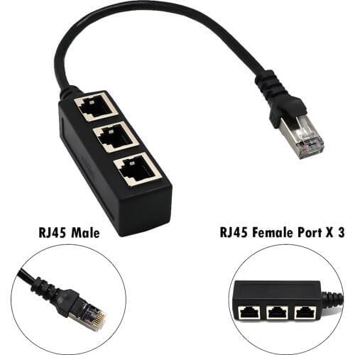 LAN Ethernet Network RJ45 Connector 1 Male To 3 Female Splitter Adapter Cable for PC Laptop Networking Extension
