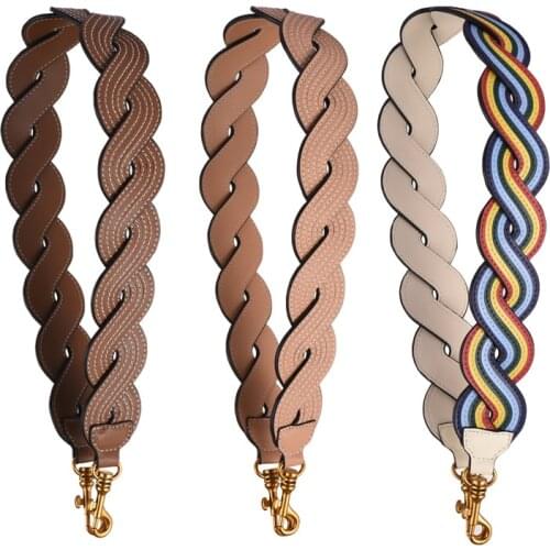 Genuine Leather Wide Twist Shoulder Strap Brand Luxury Bag Strap Rainbow Colours Length 95cm Women Bag Accessories