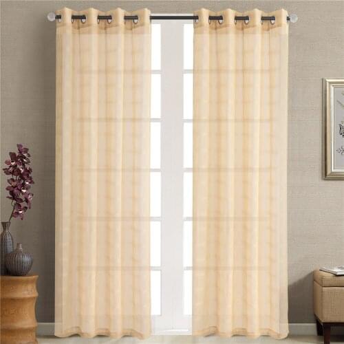 Beige Sheer Curtains for Bedroom Elegant Plaid Decor Hotel Quality Window Screens Living Room Kitchen Panels 1 Piece Cheap Drape