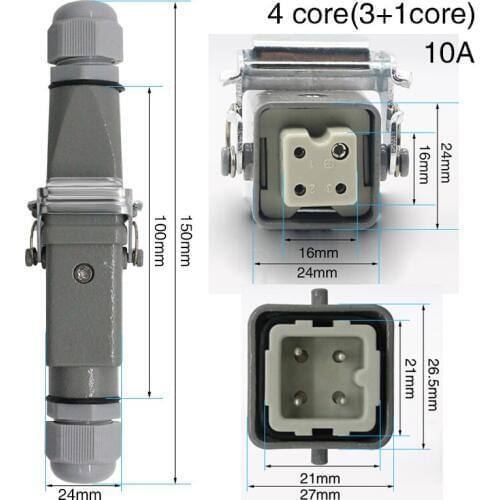 Heavy duty connector 4 core (3+1)5 core (4 +1)6 core (5+1)8 core (7+1) -5gas plug 250V - cable butt waterproof