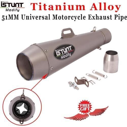 Titanium Alloy 51mm Motorcycle Exhaust Escape Muffler For Yamaha R1 R6 Honda CBR1000 SUZUKI GSR750 Kawasaki Z900 H2 M4 Exhaust