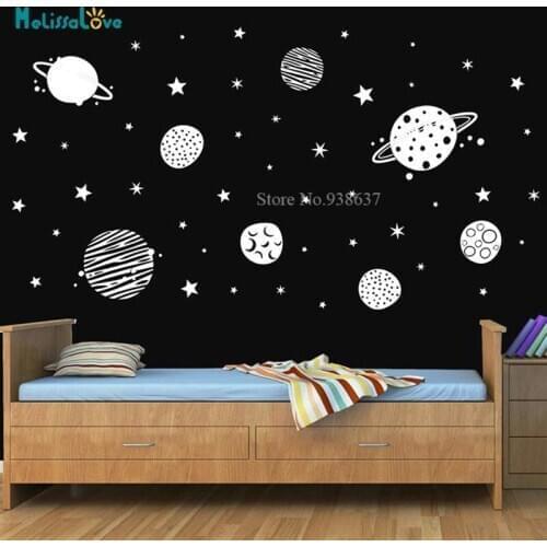 Universe Outer Space Decor Planets And Stars Nursery Baby Room Home Decal Removable Vinyl Wall Sticker Murals Waterproof BD006