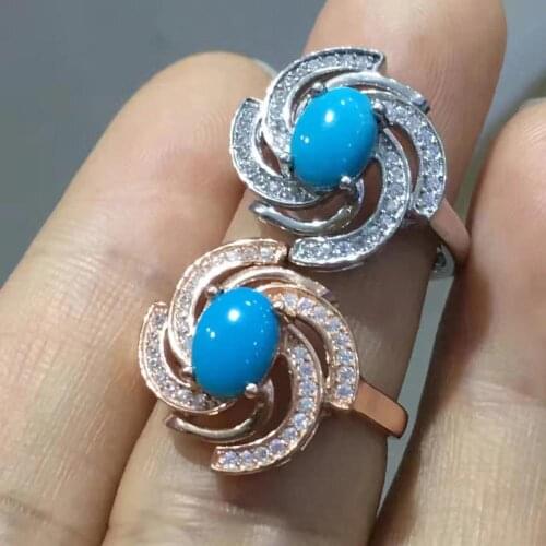 Anniversary Best Gift Turquoise Ring 925 sterling silver Fine jewelry Natural and Real Turquoise Ring