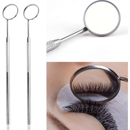 1/2Pcs Magnifying Checking Eyelash Extension Mirror Makeup Grafting Eyelashes Stainless Steel Handle Oral Teeth Clean Care Tools