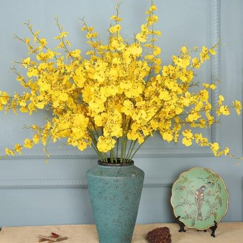 Yellow Simulation Flower Dancing Orchid Decoration Fake Flower Soft Decoration Simulation Plant Home Wedding Artificial Flowers