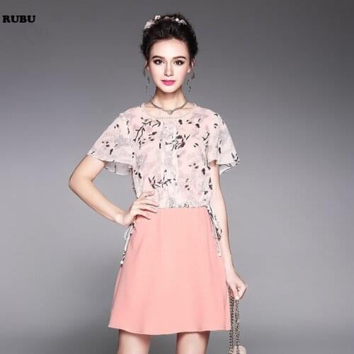 2017 womens summer Fat mm calarge plus size dress women lady printing fake two piece fat mosaic XL slim dress 5XL