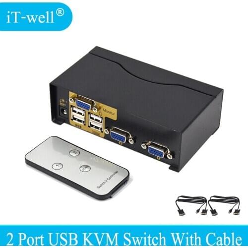 2 Port USB Kvm Switch VGA splitter Schalter Adapter Drucker Verbinden Tastatur Maus 2 Computer Verwenden 1 Monitor with cable