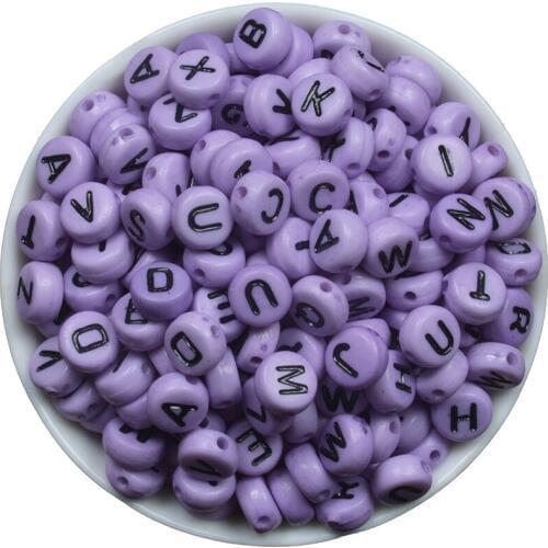 200PCS Light Purple Alphabet Letter Beads For Jewelry Making Silver Gold Gray Color Metal Beads For DIY Bracelet Necklace Gift