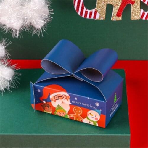 30 Pcs/lot Christmas Candy Box Childrens Christmas gifts Box Cake And Pastry Baking Carton Christmas Bow Box Decoration Paper