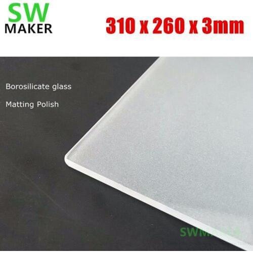 310x260mm 3d Printer Build Plate Frosted Borosilicate Glass plate -3 thick 3d printer parts