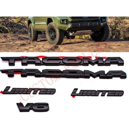 5PCS KIT BLACKOUT OVERLAY EMBLEM Fit For 2016-2020 TACOMA V6 LIMITED OEM