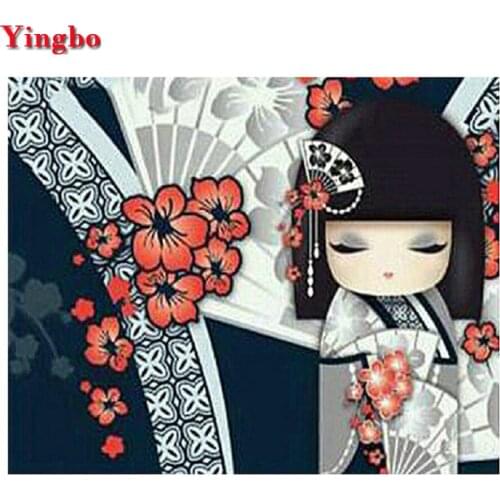 5D DIY Diamond Painting Japanese doll Crystal Drawing Needlework Full Drill Embroidery Diamond Mosaic Cross stitch Cartoon Girl