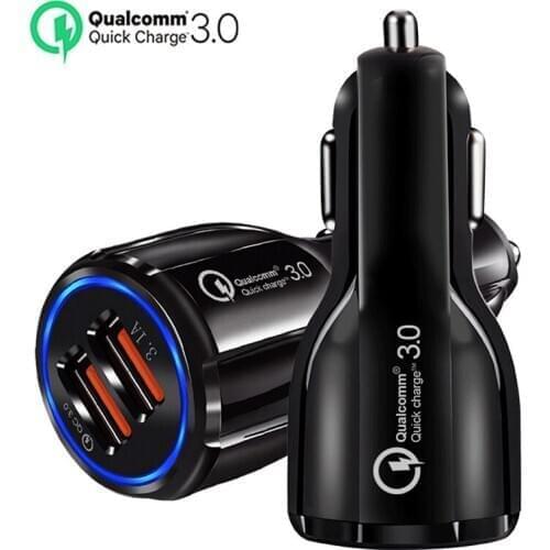 18W 3.1A Car Charger Usb Quick Charge 3.0 For Mobile Phone Dual Usb Mini Usb Car Charger For iPhone 11 Pro Max 7 8 Plus Xiaomi