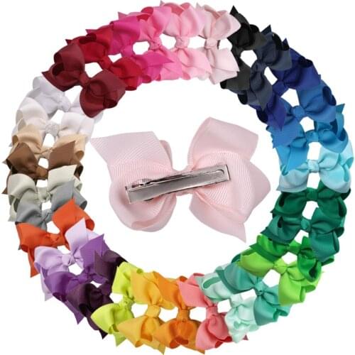 3 inch 32pcs/lot High Quality Grosgrain Ribbon Hair Bows for Christmas Children Hair Accessories Girls Bows with Clip