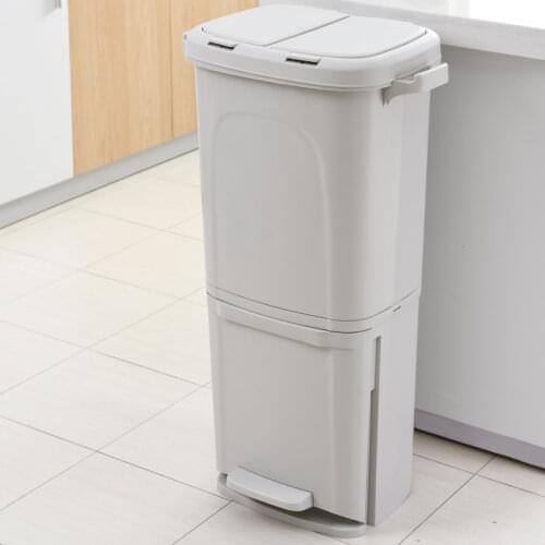 Wet Dry Separation Garbage Can Pedal Storage Large 2 Layers Trash Can Save Space Kitchen Household Waste Bin