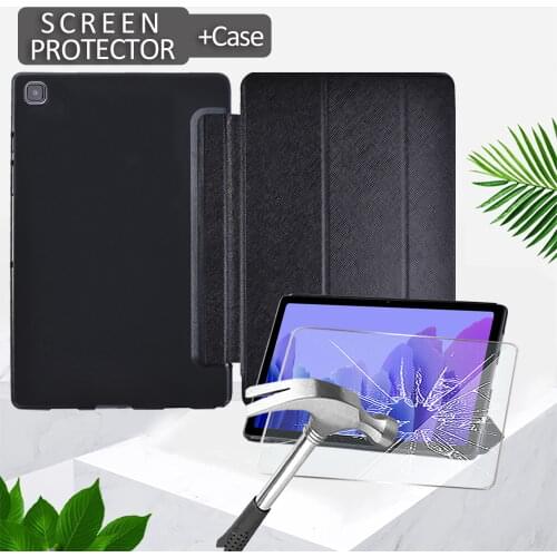 For Samsung Galaxy Tab A7 10.4" 2020 T500 T505/Tab A 10.1 2019 T510 T515 PU Leather Tri-fold Tablet Case+Tempered Film+Stylus