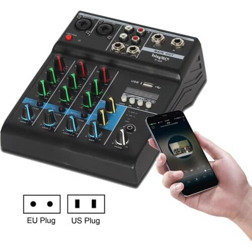 F-4A Professional Wireless 4-channel Audio Mixer Portable Bluetooth-compatible USB Sound Mixing Console Input Phantom Power