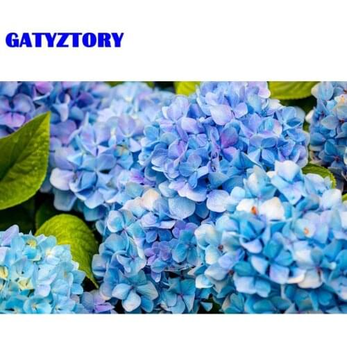 GATYZTORY Paint By Number Blue Flower DIY Drawing Canvas Hand Painted Art Oil Painting Pictures By Numbers Home Decoration