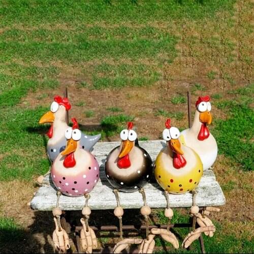 Ceramic Chicken Garden Statues Sculptures Decoration Home Animal Funny Resin Figurines Garden Plug Pottery Figure Ornaments