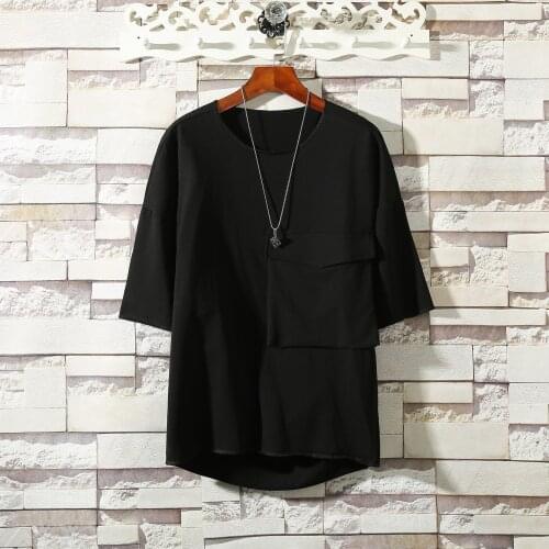 Summer new ice silk cool loose round neck T-shirt personality dark fashion wind black and white tide short sleeve T-shirt