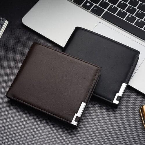 Hot Selling New Mens Short Wallet Iron Edge Youth Mens Horizontal Wallet Trend Card Pack Purse Thin Multi-card Pocket Wallet