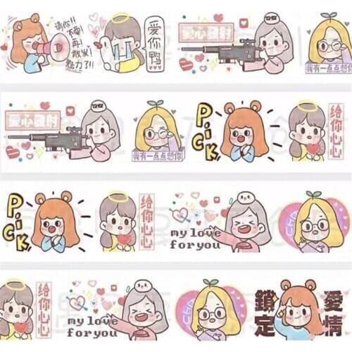 Love You! Rainbow Girls Washi Tapes Bullet Journal Masking Tape Adhesive Tape DIY Scrapbooking Washi Stickers