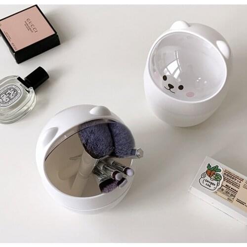 Cute Desktop Storage Box Mini Trash Can Multifunctional Home Office Sundries Storage Bucket Makeup Brush Organizer Pen Holder