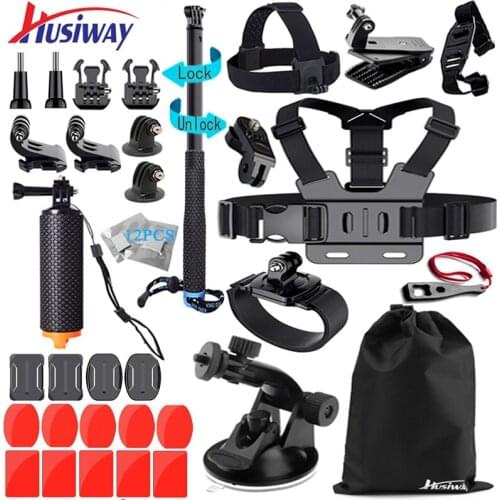 Husiway Accessories Kit for Gopro Hero 6 Session Hero 5 4 3 Black Xiaomi Yi 4K / Eken h8r Camera 45A