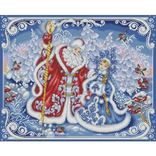 Snow Princess and Santa Girl Top Quality Embroidery Needlework 14CT Unprinted Art Cross Stitch Kits DIY Handmade Home Decor