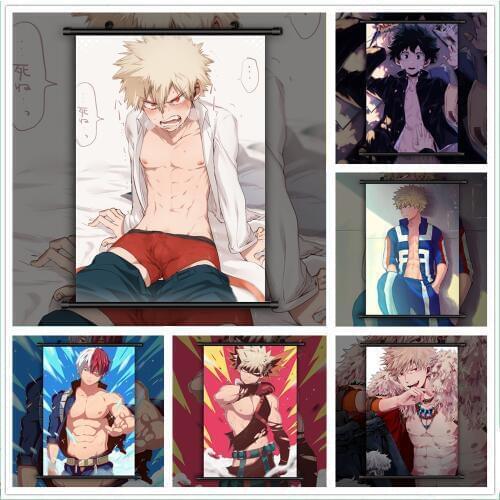 Boku no My Hero Academia Bakugou Katsuki Todoroki Shoto Midoriya Izuku Anime manga wall Poster Scroll D