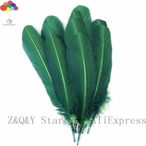 Natural 25-30CM turkey nest forest feather dyed dark green DIY craft jewelry decoration accessories