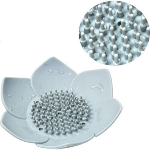 New 100pcs/lot Draining Soap Dish Soap Box Plate Lotus Shape Silicone Box soap Holder Portable Soap Dishes