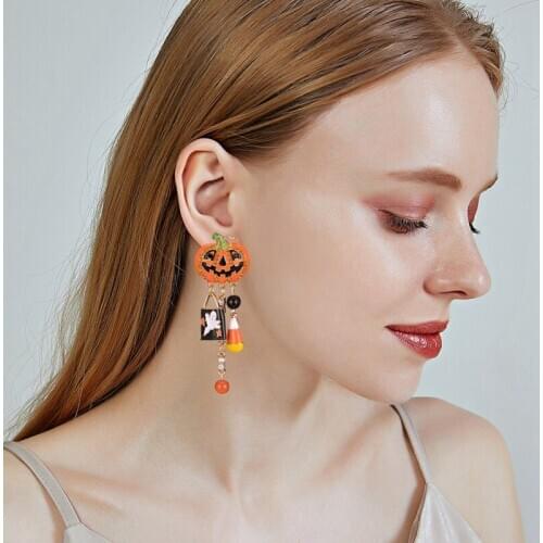 2020 New Fashion Women Halloween Party Pumpkin Ghost Pair Ear Stud Dangle Hoop Drop Earrings Jewelry Wholesale