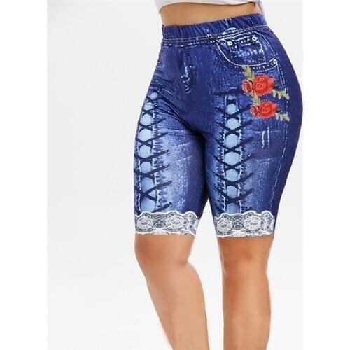 New Ladies Knee Length Jeans Women Fashion Printed Skinny Pants Slim Stretch Pants High Quality For Female Plus Size