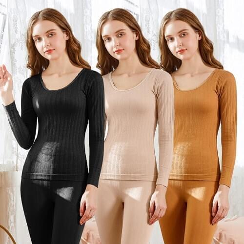 2020 Autumn Winter Long Sleeve Thermal Body Shaper Underwear Sets Women Korean Warm Pajamas sets Sleepwear Bodysuit Home Clothes