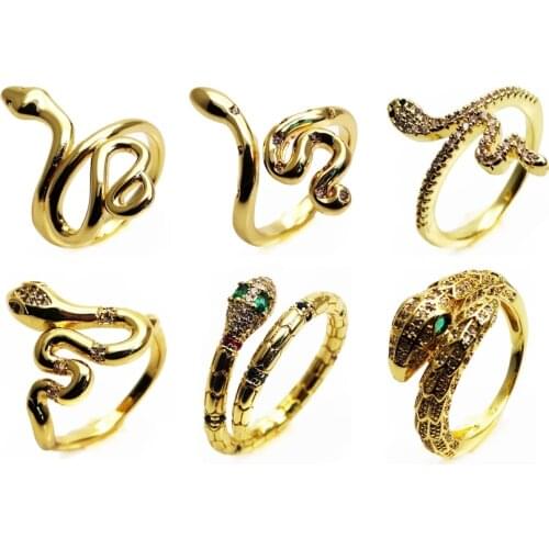 Opening adjustable ring fashion snake rings Copper micro Zircon ring glasses snakes Chain Rings for women Jewelry Gift