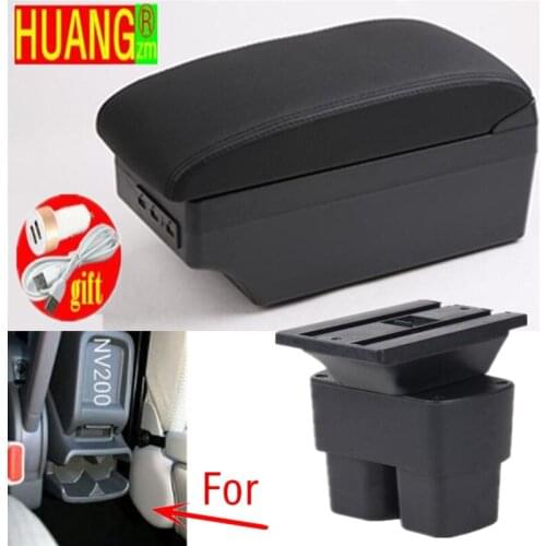 For Nissan NV200 Armrest box Retrofit parts Interior Car Armrest Storage box accessories Retrofit parts USB LED
