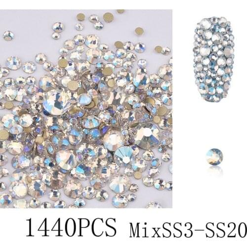Swarovsky Clear AB Non Hot Fix Rhinestones ss3- ss20 Flat Back Crystals Glass Stone StrassGlitters For 3d Nail Garment Wedding