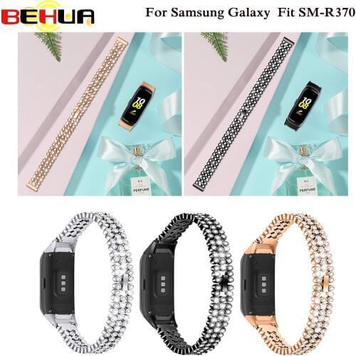 Luxury Beauty Steel Rhinestone Watch Band Strap with Shiny Wristband For Samsung Galaxy Fit SM-R370 SM R370 Smart New Watch Band