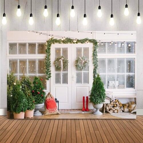 Window Christmas Photography Background White Wall Portrait Photocall Backdrop for Children Baby Photo Background Studio Props