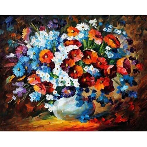 Hand-painted Beautiful Flower Oil Painting on Canvas Modern Folwers Knife Sharpener Wall Artwork Pictures Oil Painting for Home