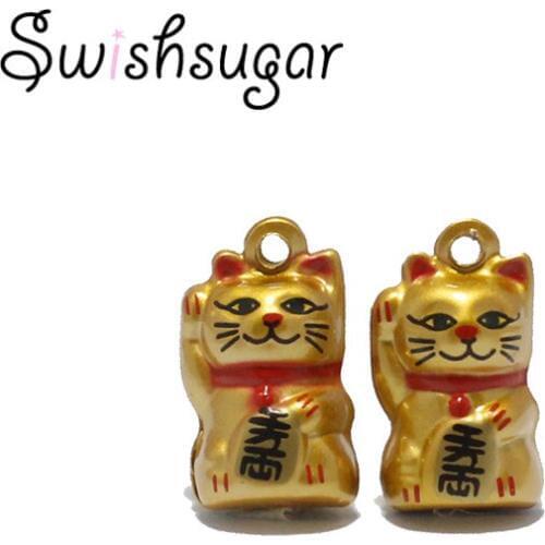 Lucky Maneki Neko Enamel Cartoon Copper Craft Bell Charms Home Decoration Bell Charm Pendant Supplies
