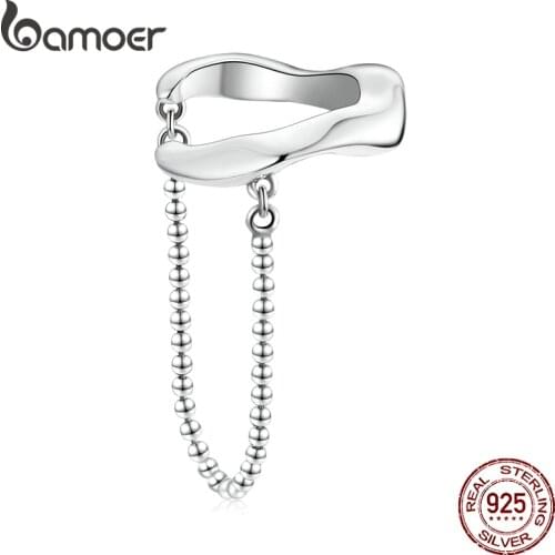 Bameor 1PC Chain Ear Bone Clip 100% 925 Sterling Silver Simple Geometric Earrings for Girl Party Fashion jewelry SCE1120