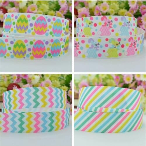 SUPWRF 16 22mm 38 50 75mm Easter eggs chevron Printed grosgrain ribbon hair bow DIY hair accessories decoration 50 Yards B0929