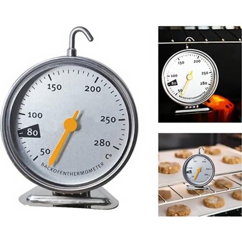Stainless Steel Oven Thermometer Hang Or Stand Large Dial Baking BBQ Cooking Meat Food Temperature Measurement