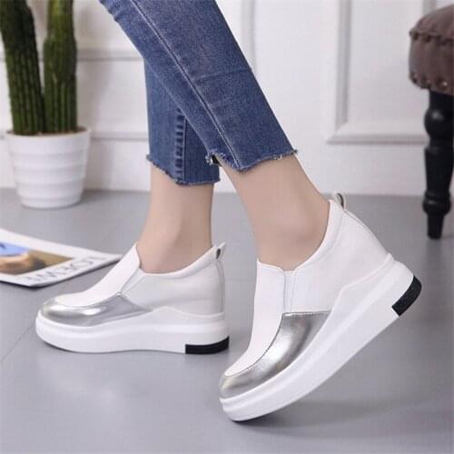 High platform casual shoes women 2021 spring shoes women wedge pumps platform shoes women white pumps shoes fashion black