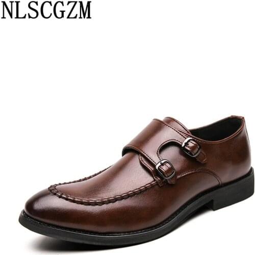 Formal Double Monk Strap Shoes Men Office 2021 Oxford Slip on Shoes for Men Coiffeur Italian Men Dress Shoes Loafers Zapatillas